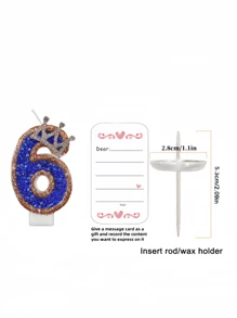 0-9 Number Decorative Candles, Blue Rhinestone Crown Decorative Candles, Birthday Cake Decorations, Party Candles, Atmosphere Party Supplies, Romantic Party Supplies, Birthday Candles, Valentine's Day, Solo Party, Graduation Party, Mother's Day, Father's Day, Easter, Football Party, Adult Gifts, Birthday Party, Etc. Cake Decorations, Baking Decorations, Creative Numeric Birthday Candles, Cake Birthday Decorative Candles, Valentine's Day Decor, Handmade DIY Gifts. A Handwritten Greeting Card As A Gift Is Included. - Multicolor - View 18