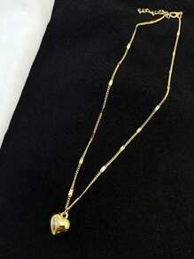 1 件简约奢华可调节链条心形吊坠项链，适合可爱女孩