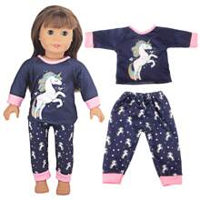 1 pièce de vêtements de poupée de 18 pouces, pyjama de poupée à motif de dessin animé mignon comme cadeau d'anniversaire ou de festival pour filles et garçons, adapté aux poupées fille ou garçon de 18 pouces et autres accessoires de poupée, décoration de la maison