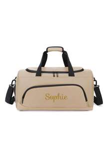 1pc Embroidery Customization Travel Duffle Bag, Large Capacity Dry And Wet Separation Sports Fitness Bag, Weekender Bag Carry On Tote Bags For Women, Travel Essentials Sport Gym Bag For Men, Overnight Bag Luggage Bag With Trolley Sleeve - Multicolor - View 15