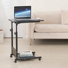 Tavolino piccolo, tavolino da caffè, tavolino da divano, comodino, tavolo mobile per laptop, tavolo per notebook, tavolo da soggiorno con struttura in metallo e ruote, nero