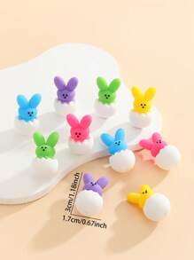 Set de 10 piezas Kit de bricolaje de conejo de cáscara de huevo agrietada de silicona multicolor / Artesanía de Pascua / Decoración del hogar / Materiales creativos de artesanía / Componentes creativos de silicona seguros / Herramienta de regalo para la novia