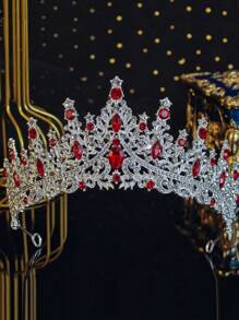 1 件合金水钻奢华全闪亮新娘皇冠头带，优雅水晶公主女王头饰，适合婚纱、派对、生日配饰 - 彩色 - 查看 6