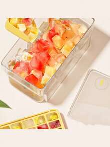 迷你冰块制作模具套装，带储物盒和冰勺，34个单层和68个双层设计，易于脱模的塑料，可爱又有趣，自制冰块模具，一键除冰托盘，用于冷冻冰块，厨房工具，厨房、餐厅和家庭必备品。，夏季冰格和冰桶，夏季厨房配件 - 彩色 - 查看 5