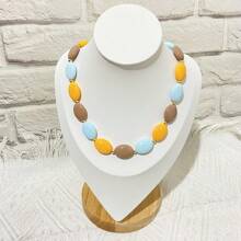 1pc Colorful Oval Bead Necklace Fashionable Women's Necklace With An Aura Of Style For Daily Decoration - Flat Bead Necklace - View 7