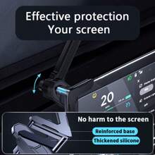 LCARS Car Phone Holder Black ABS Material Compatible With Tesla Model 3 Model Y Floating Center Console Screen Display Phone Support Bracket Horizontal And Vertical Screen Use For Smartphones - Triangular Carbon Fiber + New Energy Screen Base - View 5