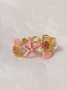 1入組異國情調海濱風格海洋海星＆珊瑚形合金＆鑽石＆貝殼手鍊，適合女性日常穿戴和旅遊 - 手鍊 - 查看 11