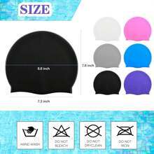 Lot de 6 bonnets de bain en silicone pour adultes, imperméables, durables, antidérapants, élastiques