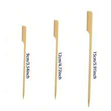 100 piezas/10 piezas Pinchos planos de bambú, pinchos para aperitivos, barbacoa, frutas, mariscos, salchichas, adecuados para restaurantes, mercados nocturnos, bodas, fiestas, picnics, actividades al aire libre