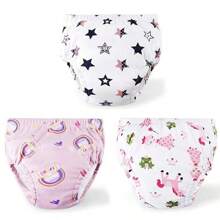 4 件幼儿如厕训练裤，可重复使用的防水训练内衣，送给幼儿和婴儿的最佳礼物，多种颜色可选（尺码偏大，适合长期穿着）