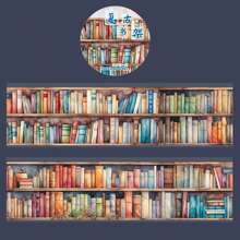 1 Rotolo di Nastro Decorativo in PET, Serie a Tema Libri per Fai Da Te, Costruzione di Scenografie, Forniture Scolastiche, Ritorno a Scuola