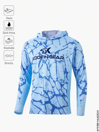 男士高性能连帽衫钓鱼衬衫速干衣服轻便透气长袖防晒钓鱼服