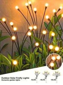 1/2 paquetes de luces solares para jardín, luces solares exteriores de 6/8/10 LED, luces decorativas exteriores, luces solares oscilantes, luces de luciérnagas para patio, camino y decoración exterior, luces solares oscilantes de bombilla grande