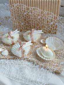 10件套（包含1个贝壳形香薰蜡烛+1个贝壳礼盒+1条婚礼丝带+1个吊坠+1个标签）/ 10件贝壳香薰蜡烛装饰套装，仿珍珠蜡烛套装，婚礼派对桌面装饰蜡烛，薰衣草香味，大豆蜡，蜡烛置于带丝带卡片的亚克力盒中，适用于婚礼、节日礼物、家居装饰、万圣节、情人节、生日派对、房间装饰、毕业礼物 - 彩色 - 查看 1