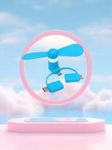 Multi-Color Options USB Phone Mini Fan, 3-In-1 Android/Type-C/Apple Handheld Portable Small Fan Compatible With IPhone For Summer Holiday Portable Fan - Multicolor - View 3