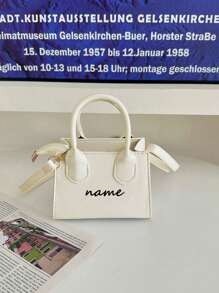 1pc Pu Zipper Closure, Customizable Text, Name, Fashionable Niche Design, Simple Mini Handbag, Small Square Bag, Korean Version, Versatile Small Crossbody Bag, Shoulder Bag, Casual And Comfortable Adjustable Shoulder Strap, Smooth And Long Style, Versatile And Not Picky, Suitable For Daily Use, Suitable For Girls' Daily Shopping And Travel - Solid Color Handbag - View 3