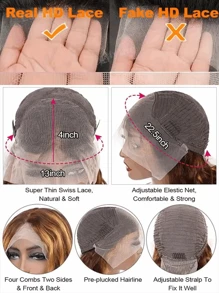 34 Inch 13x4 Deep Wave Lace Front Wigs Human Hair Pre Plucked 200% Density 4/27 Highlight Ombre Colored Glueless Wigs Water Wave Honey Blonde Lace Frontal Wigs Human Hair For  Women With Baby Hair - S4/27 - View 7