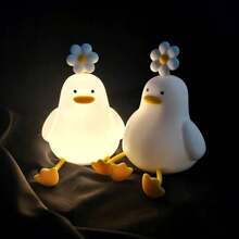 Lámpara de noche con forma de flor y pato que combina practicidad y estética, con una luz recargable que se puede usar como regalo de cumpleaños, decoración de fiesta, adorno diario, etc.