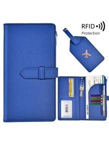 Nieuwe aankomst slanke minimalistische lange paspoorthouder bagagelabelset RFID-blokkerende reisportemonnee documentenorganizer met penhouder kaartsleuven schattige paspoorthoes voor vrouwen mannen creditcardhouder pinpas passacavo porta fotokaarthouder minimalistische portemonnee slimme portemonnee airtag portemonnee visitekaartje zwart roze