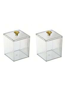 1pc Plastic Cosmetic Storage Box, Clear Dust-Proof Storage Box With Lid For Storing Q-Tip, Cosmetic Pads, Lipsticks, Hair Ties, Makeup Sponge And Other Beauty Tools,Minimalist Clear Makeup Storage Box For Home - Clear - View 11