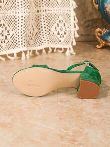 Sandalias de mujer con suela gruesa, correa y diseño sin talón, cómodas - Verde - Ver 6