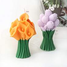 3D Emulation Narcissus Tulip Bouquet Silicone Candle Mold DIY Relief Lily Calla Flower Bundle Tool Handmade Flower Shaped Scented Soy Wax Candle Plaster Resin Decoration Making Mould Wedding Decor Candle Valentine's Day Gifts