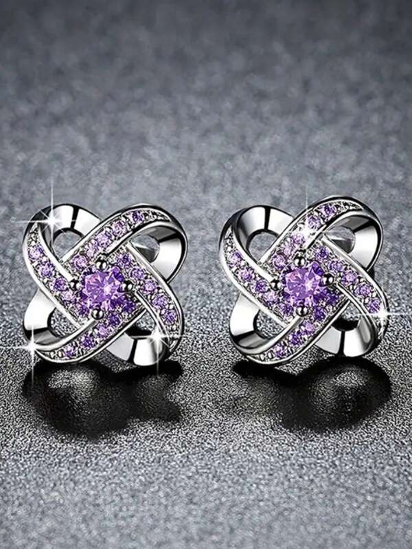 1 Pair Elegant 4-Petal Flower Stud Earrings, Luxury Fashion High-Quality Graceful Earrings