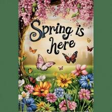 Charming Spring Garden Flag, 12.0x18.0 Inch, Double-Sided, Waterproof Polyester, Floral & Butterfly Design, Multipurpose Outdoor/Indoor Decor, No Electricity Needed