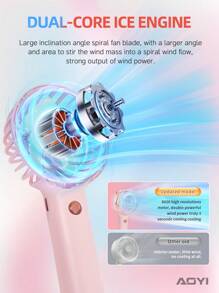 AOYI 1 件睫毛 500mAh 可充电手持迷你风扇，带 3 档调节、长按 LED 灯、USB 充电线 - 彩色 - 查看 4