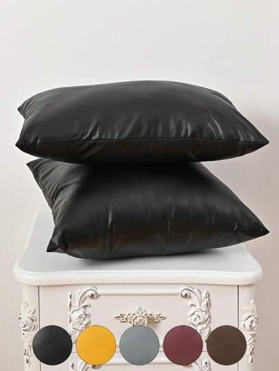 1个PU材质枕套，现代简约客厅沙发靠垫套，餐厅卧室装饰枕套（不含枕芯），薄款枕套