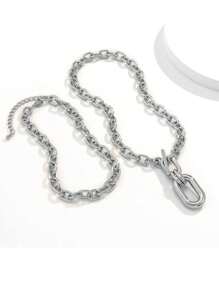 1pc Exquise dubbellaagse aluminium kettingketting - Stapelbaar, Hip-Hop Punk-stijl, Eenvoudig en modieus, Perfect voor dagelijks gebruik door vrouwen, concerten en muziekfestivals
