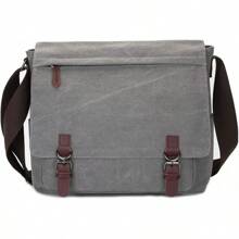 Canvas Messenger Bag For Men Women,Travel Satchel Shoulder Bag 15.6 Inch Laptop Bag Briefcase Business