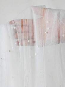 仿珍珠装饰桌旗，婚礼白珍珠薄纱桌布，婚礼拱门装饰招待会新娘送礼会，派对装饰，椅子彩带，活动背景墙装饰，圣诞节，婚礼装饰尼龙网眼布新珍珠镂空网眼布情人节 - 彩色 - 查看 7