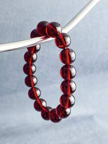 2025 New Hot Selling Amber Resin Bead Bracelet, Single Strand Round Bead Bracelet, Fashionable Men's Jewelry, Elastic Buddha Bead Bracelet, Valentine's Day Gift, Gift For Boyfriend, Gift For Dad - Bracelet - View 4