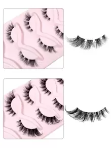 Asiteo 10pcs/Set New Cat Eye False Eyelashes 3D Natural Transparent With Fluffy Soft Criss-Cross Lashes, Suitable For Anime/Manga Style, Delicate & Natural Lash Extension Makeup - 眼尾拉長款 - 查看 2