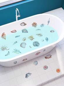 6 Blatt pro Set dekorative Badewannenaufkleber mit Motiven von Meeresschildkröte, Qualle, Walfischmuschel, Badezimmerdekoration, selbstklebend, blumenförmig, rutschfest, abnehmbare PVC Badewannenaufkleber, personalisierte Aufkleber