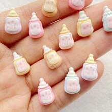 10/30/50 sztuk Miniaturowe dekoracje na butelki mleka, kolorowe żywiczne płaskie dno kryształowe małe figurki, motywy kreskówkowego jedzenia, odpowiednie do scrapbookingu, zdobienia paznokci, tworzenia biżuterii i rzemiosła świątecznego - losowa mieszanka - Wielokolorowe - Zobacz 6