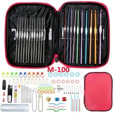 54/100 pièces Set de crochets métalliques, crochets à tricoter en aluminium de couleurs assorties et divers outils pour un artisanat et un tricotage créatifs (couleur aléatoire)