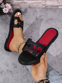 RALSWNAY Chinelos Rasteiros Femininos de Bico Redondo com Bordado, Estilo Casual de Slip-On Sapatos Sandálias