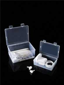 1 pieza Caja rectangular transparente con tapa y doble hebilla de PP, contenedor de plástico para almacenamiento de muestras, exhibiciones, joyería, juegos de té, artículos de papelería, organización de escritorio - transparente - Ver 3