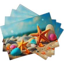 Juego de 4 piezas, juego de 6 piezas decoración de mesa de comedor para primavera, verano, vacaciones, serie oceánica, manteles individuales con estampado de conchas adecuados para decoración de mesa de fiesta en el hogar y cocina