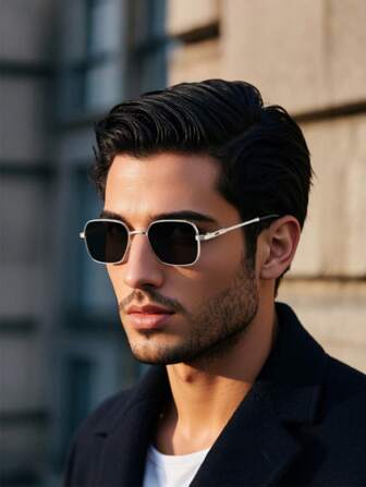 1pc Men Metal Square Casual Style Personalized Catwalk Modern Simple Style Fashion Eyeglasses For Outdoor Casual Activities Street-Photography Fishing Driving Shopping Going Out Outfit Accessories For Summer Beach Vacation, Outdoor, Travel