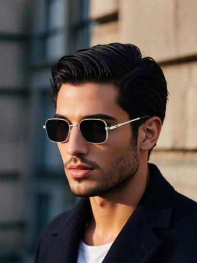 1pc Men Metal Square Casual Style Personalized Catwalk Modern Simple Style Fashion Eyeglasses For Outdoor Casual Activities Street-Photography Fishing Driving Shopping Going Out Outfit Accessories For Summer Beach Vacation, Outdoor, Travel