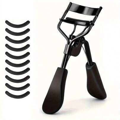 1pc Professional Eyelash Curler + 10pcs Eyelash Curler Refill Pads, Long-Lasting Usage, Longer & Fuller Lashes - For Eyes, Easy To Use Eyelash Curler, Effortless Shaping Without Pinching, Makeup Beauty Tool. (Black),Makeup,Cheap,Room Decor,Vanity,Travel,Bedroom,Makeup Accessories,Eyelash Curler