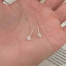Mini Sparkling Rose Flower Rhinestone Earrings, Copper Alloy No Nickel Plating Jewelry, Hypoallergenic Small Studs, Sexy Minimalist Style, Comfortable Ear Post For Sleeping, Perfect For Daily Wear, No Need To Remove When Sleeping