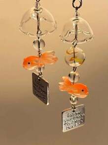 1 pieza Lindo y creativo llavero con cuentas de pez y estrella de mar, correa para teléfono móvil, colgante de bolso, adecuado para uso diario y como regalo