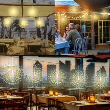 4 Pieces/Set, Hanging Solar Fireworks, Star-Burning Lights, Copper Wire Outdoor, 8-Mode Remote Control Fairy Decorative Light, Eaves Garden Tree Christmas Decorative Light (Warm White-Solar Power Supply With Remote Control Multiple Modes Gifts Birthday Graduation