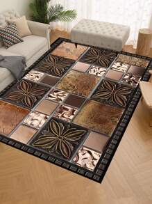 1 pieza Alfombra resistente al deslizamiento con 'Patrones diferentes en la celosía de piedra', lavable a máquina, alfombra para entrada, sala de estar, dormitorio, cuarto de niños, patio exterior, jardín, decoración del hogar, decoración de la habitación, alfombra de área, tapiz