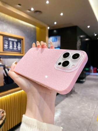 Pink Phone Case 1pc Minimalist IMD Glitter Phone Case, Low-Key Luxurious Pink Thick TPU Shock-Proof Phone Case With Large Camera Cutout, Compatible With Apple/ Series Waterproof Anti-Fall Scratch Resistant