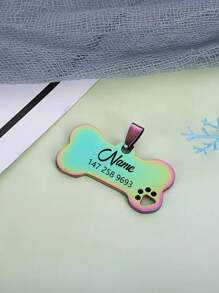 Cutstomiszed Stainless Steel Durable Pet Tags - Engraved Personalized Dog Tags, Cat Tags ,Bone Shaped Pet Tags, Available In Multiple Colors,Including Color, Silver, Gold , Rose Gold, Blue, Black,DIY Pet Tags With Phone Numbers And Names,Pet Collar Tags, For Small Large Dogs Cats